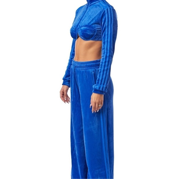 Jeremy Scott X Adidas Originals ‘DIP’ Collection Blue Velour Track Suit Top Nwt - Picture 2 of 15